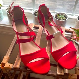 Red heeled sandals